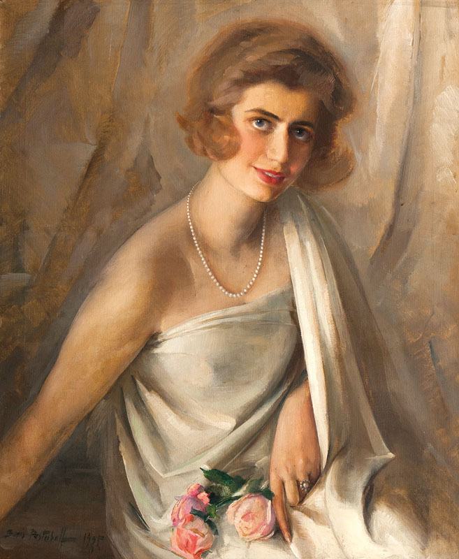 Boris Pastukoff - Portrait of a Lady with a Pearl Necklace Portrait of a Lady with a Pearl Necklace