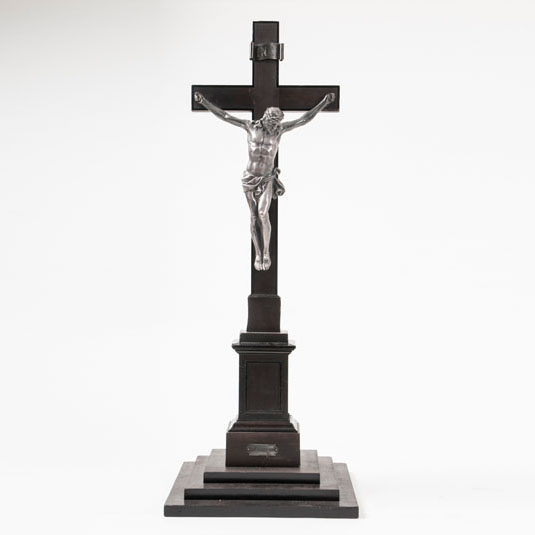 A silver sculpture 'Christ on the Cross'