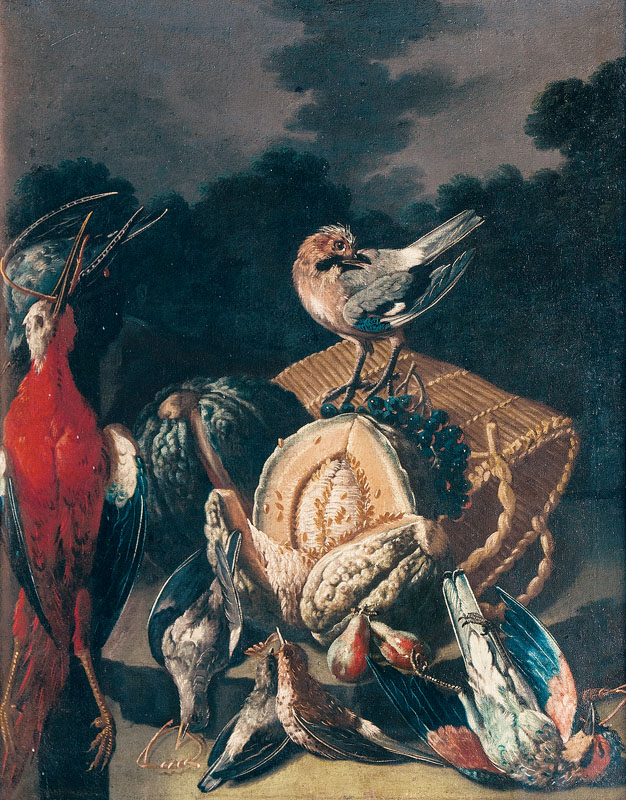 Giovanni Paolo Castelli called Spadino - Companions Pieces: Still Lifes with Birds and Fruits Companions Pieces: Still Lifes with Birds and Fruits