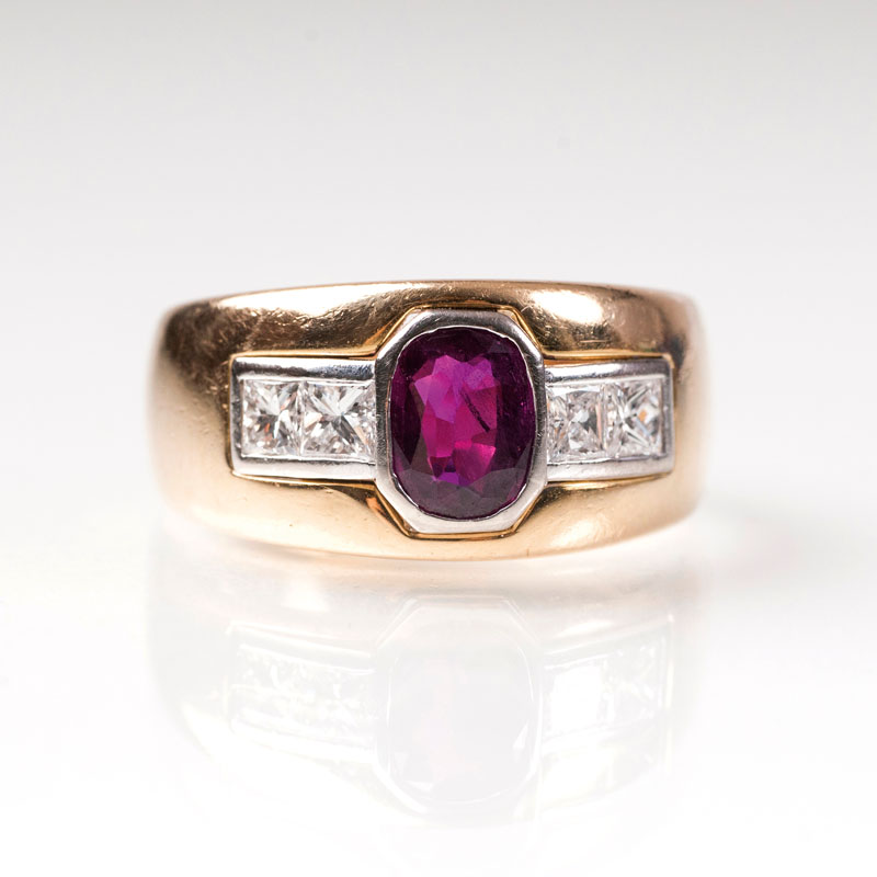 A ruby diamond ring by Jeweller Hansen