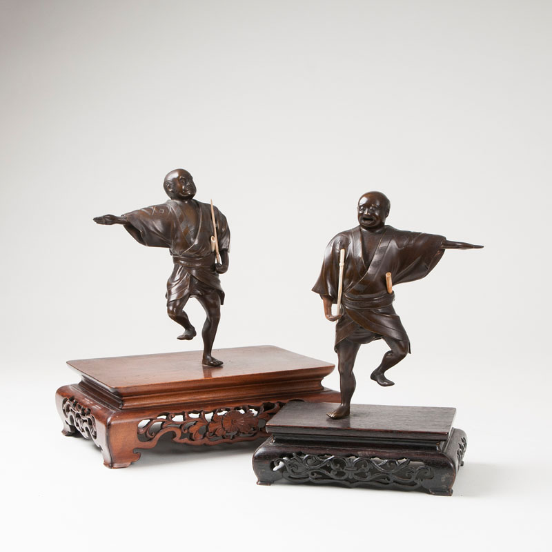 A set of 2 bronze figures 'Warriors'