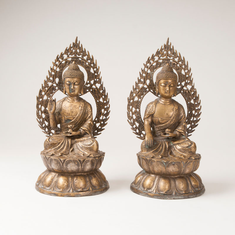 Paar Bronzen des Buddha 'Shakyamuni'