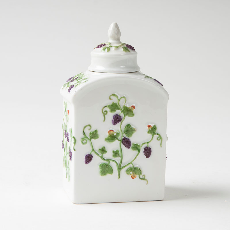 A tea caddy with wine leaves relief