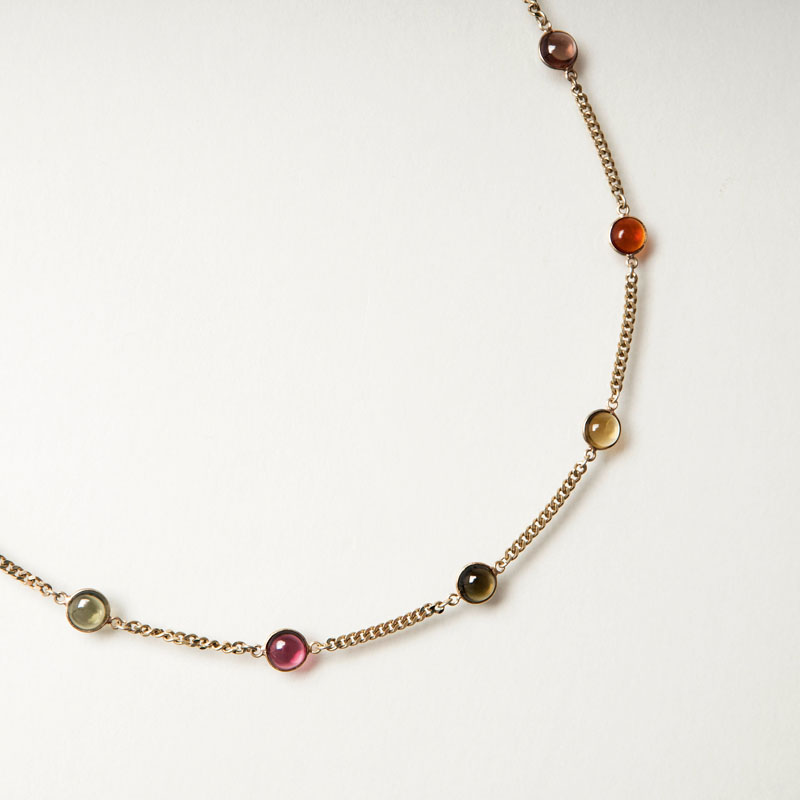 A very long tourmaline quartz necklace