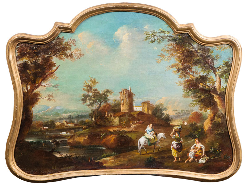 Idyllic Landscape with Women by a River