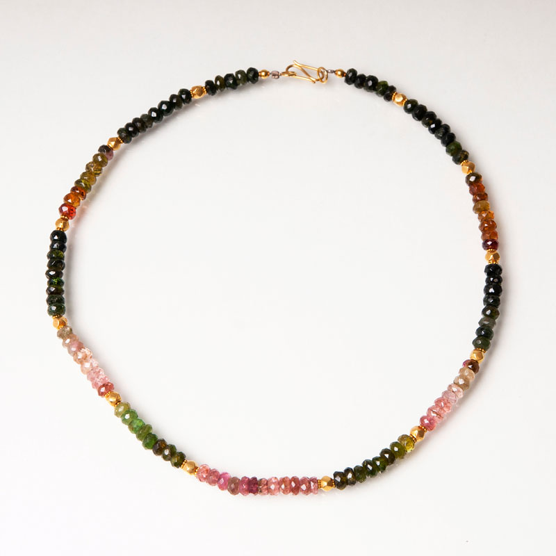 A multicoloured tourmaline necklace