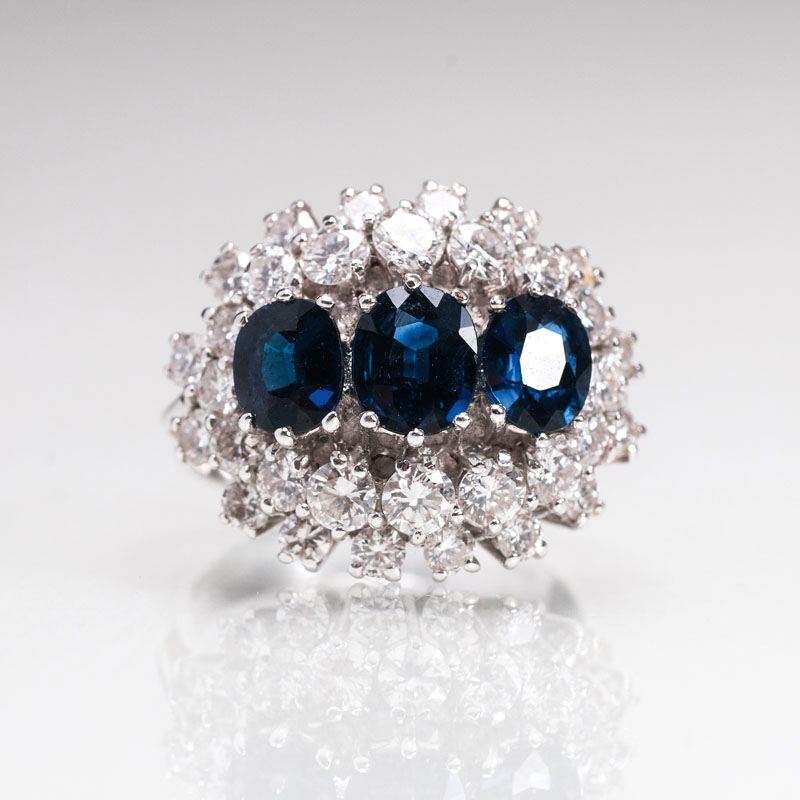 A sapphire diamond ring