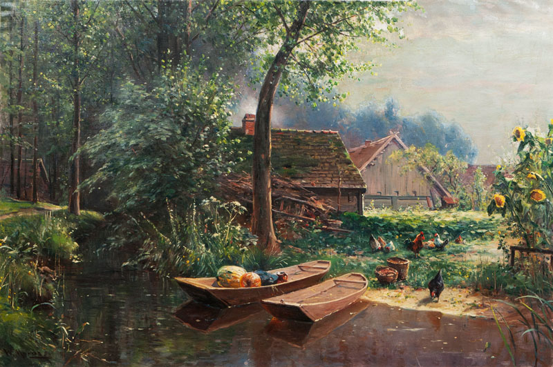 Harvest Time, Farm by a Canal