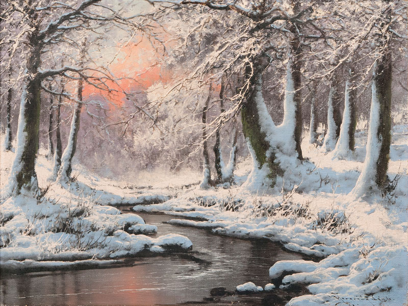 Sunset in a Winterly Forest