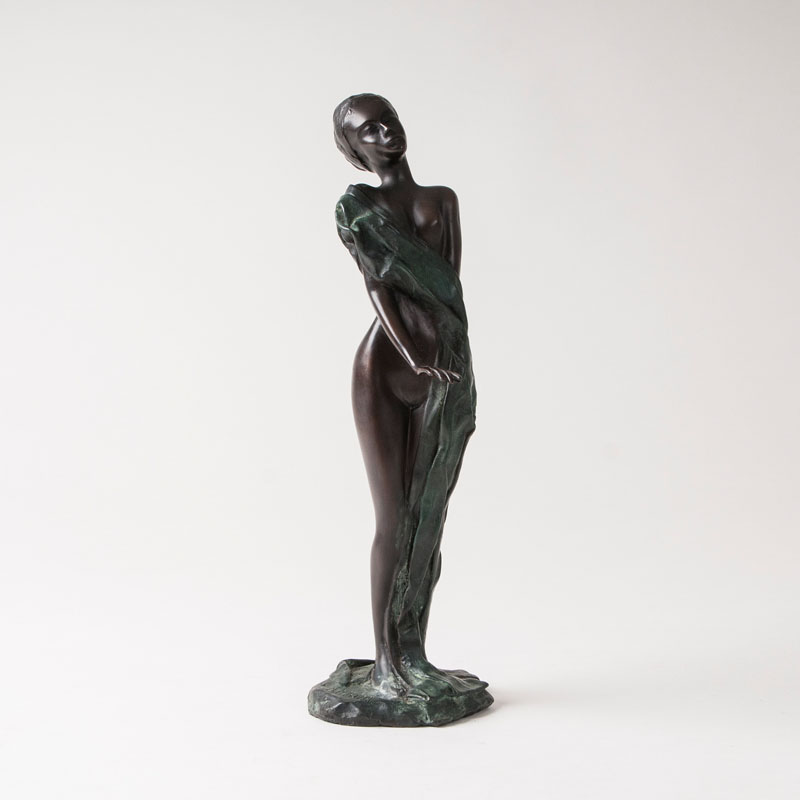 A bronze figurine 'After Bathing - Femal Nude'