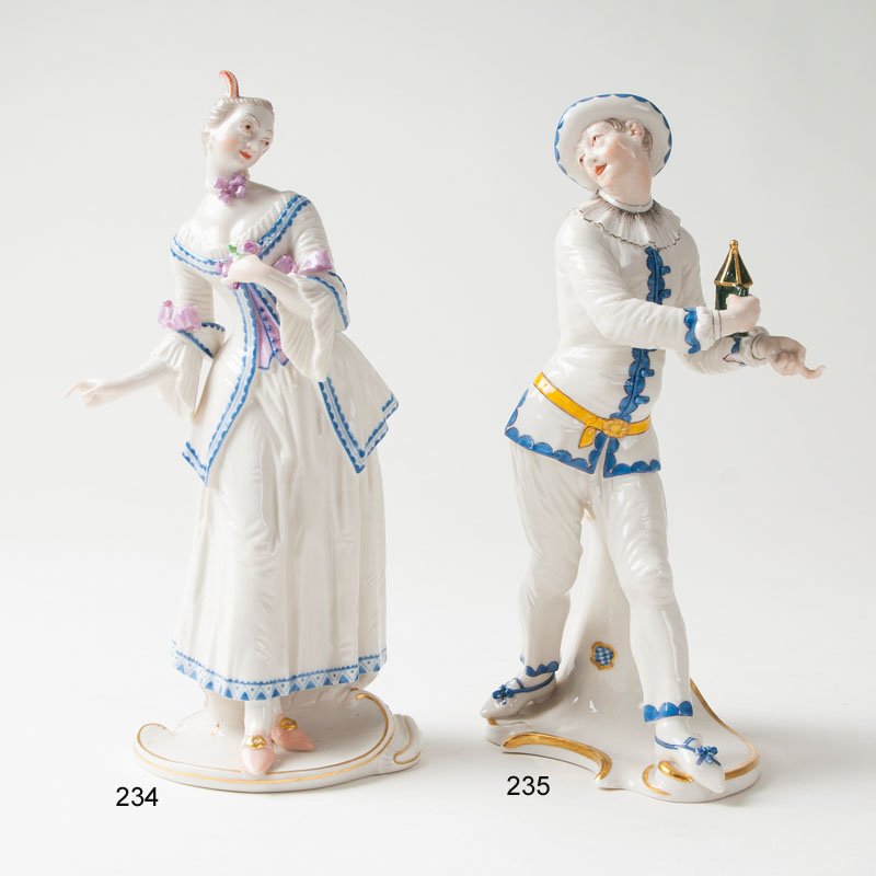 A porcelain figure 'Lucinda' from the Italian comedy