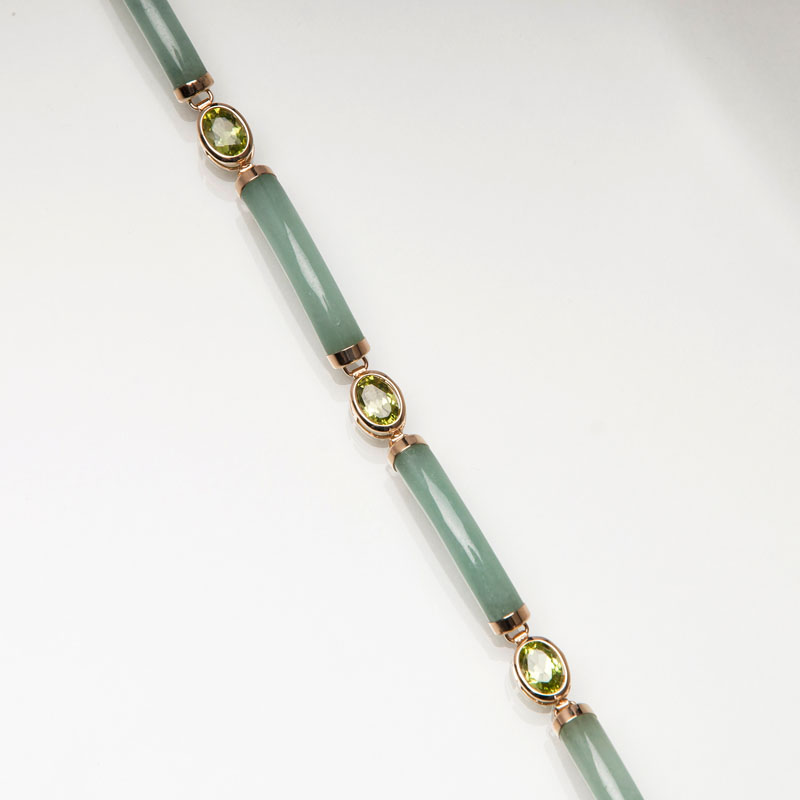 A jade bracelet with peridots