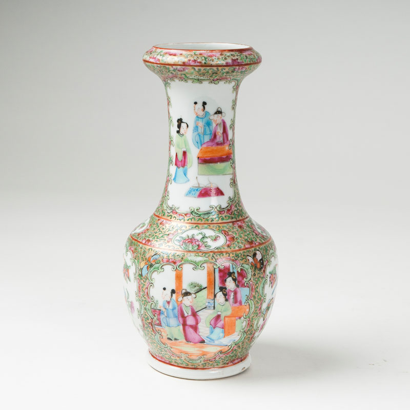 A 'Canton famille-rose' narrow neck vase