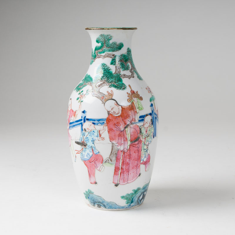 A famille-rose vase with figural scene