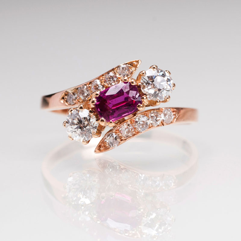 Jugendstil-Rubin-Diamant-Ring