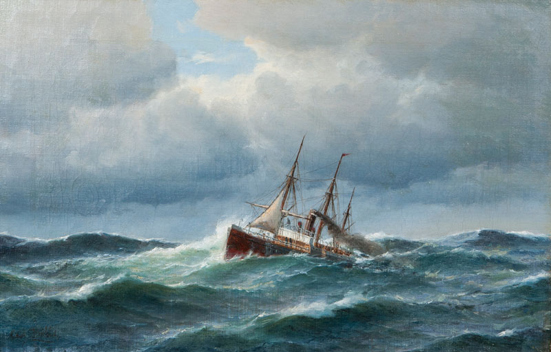 Steamship in choppy Sea