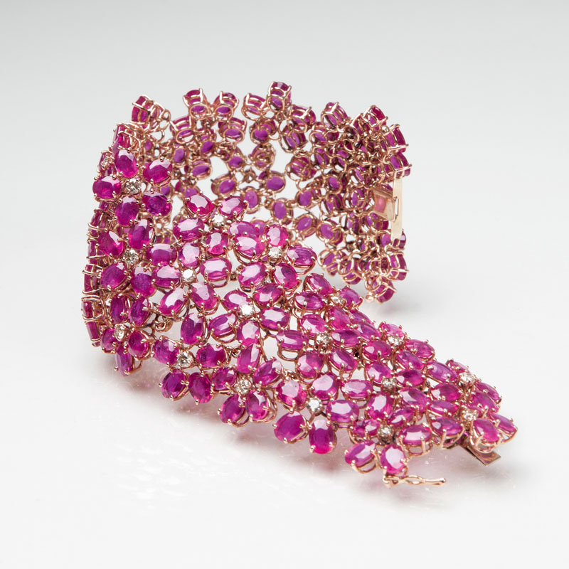 A fantastic, high carat ruby diamond bracelet - image 2