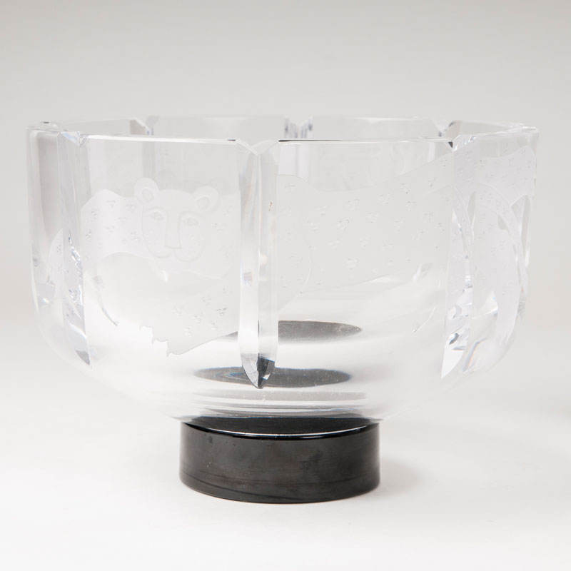 A modern Orrefors glass bowl 'Tiger'