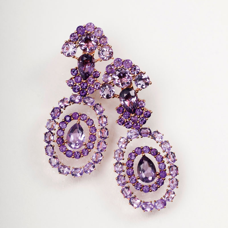 A pair of amethyst earpendants