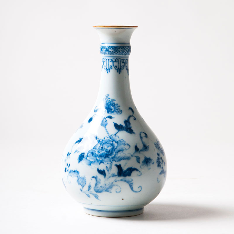 A narrow neck vase with flower painting
