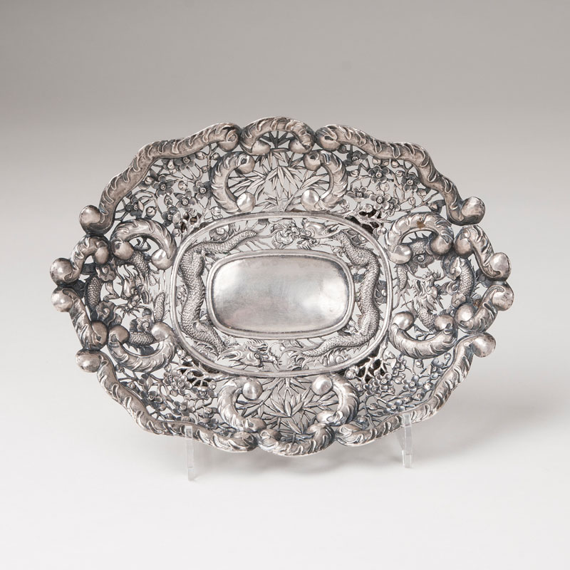 A delicate export silver bowl with rich openwork