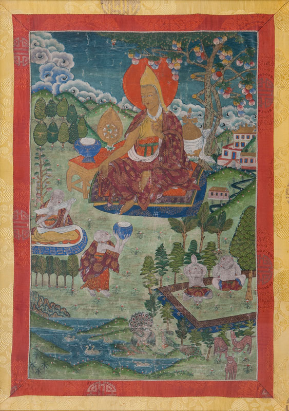 A thangka with an illustration of the 2nd Panchen Lama