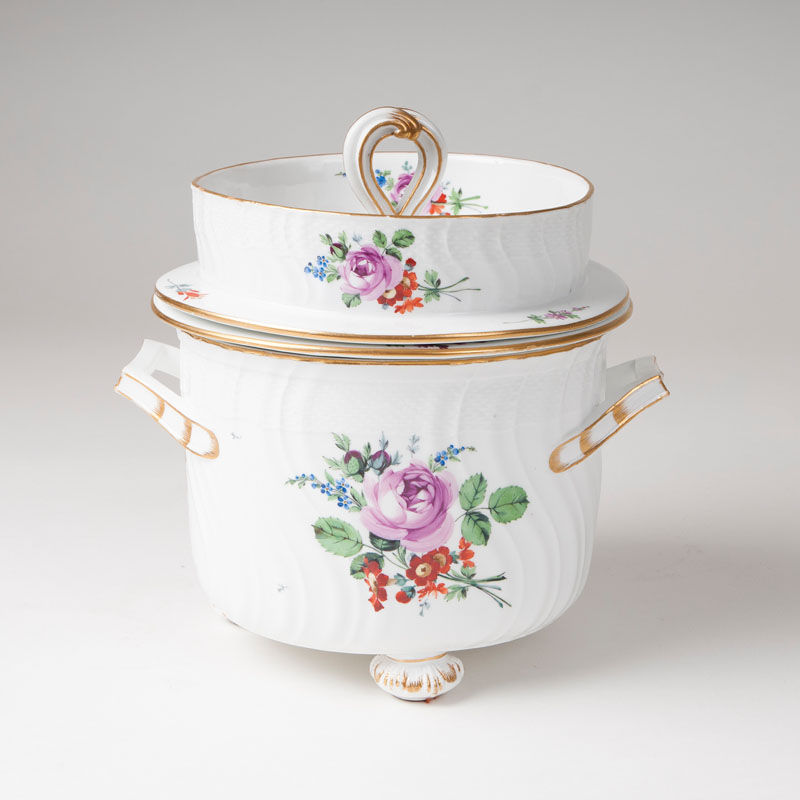 A caviar cooler with flower painting