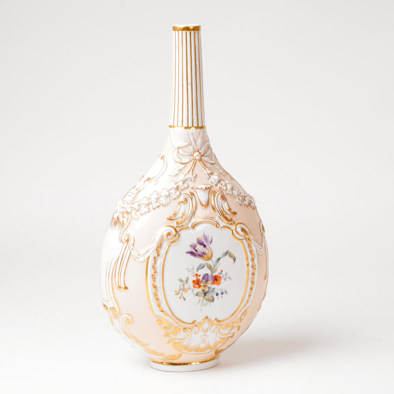 A bottle vase with flower painting