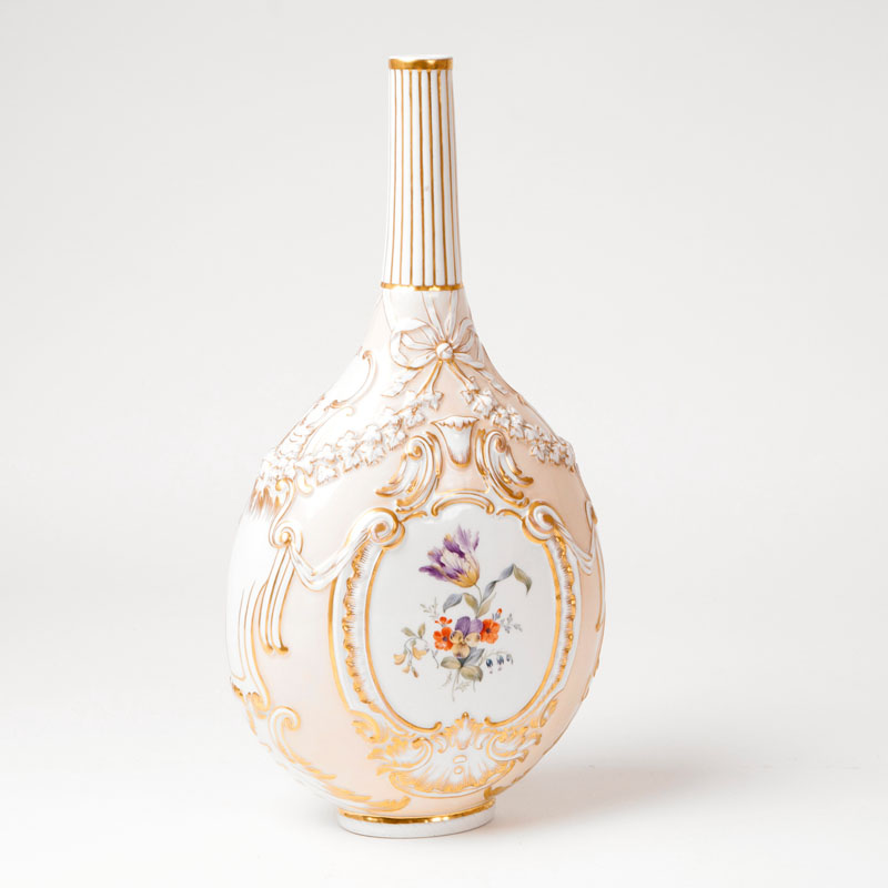 A bottle vase with flower painting