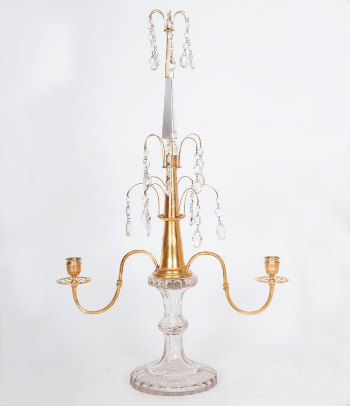 A decorative cystal glass candelabra of Gustavian style