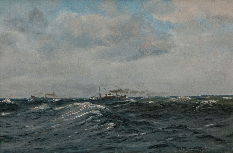 Steamships in choppy Sea