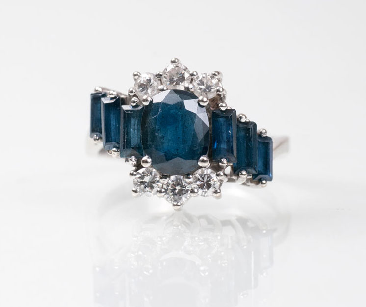 A sapphire diamond ring