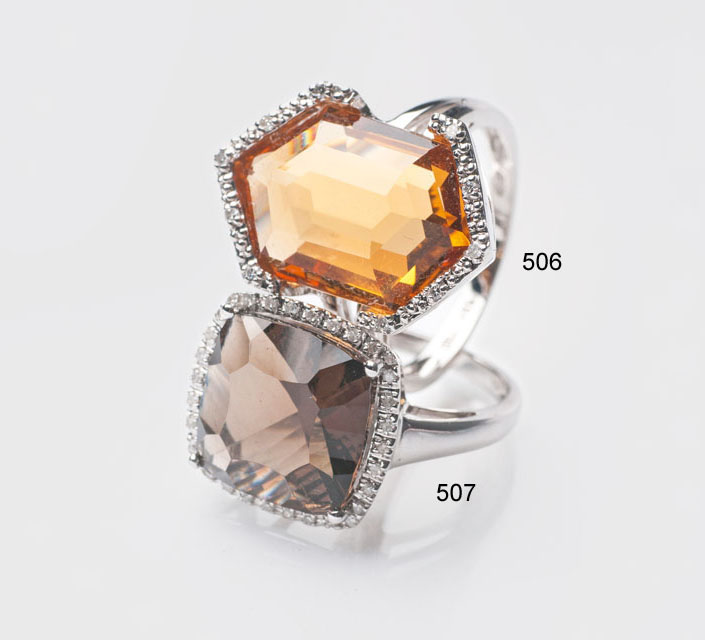 Moderner Citrin-Diamant-Ring