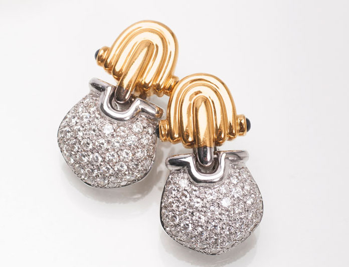 A pair of diamond earrings