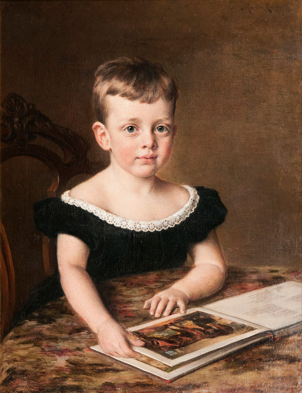 Martin Rehder - Portrait eines Knaben mit Bilderbuch Portrait eines Knaben mit Bilderbuch
