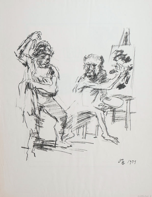 Oskar Kokoschka - Maleraffe mit Modell Maleraffe mit Modell
