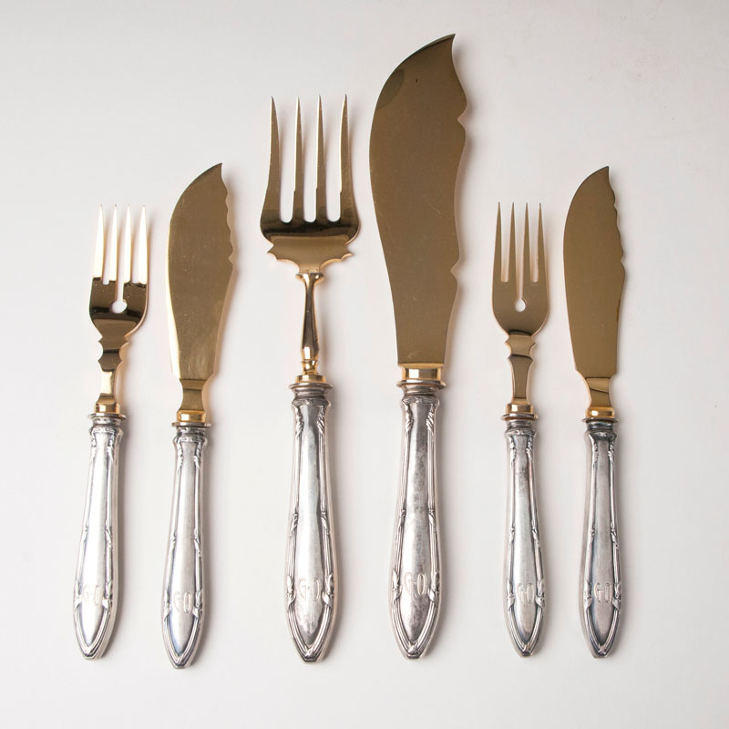 An Art Nouveau fish cutlery for 12 persons