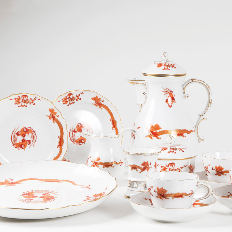 A coffee service 'opulent red court dragon' for 12 persons