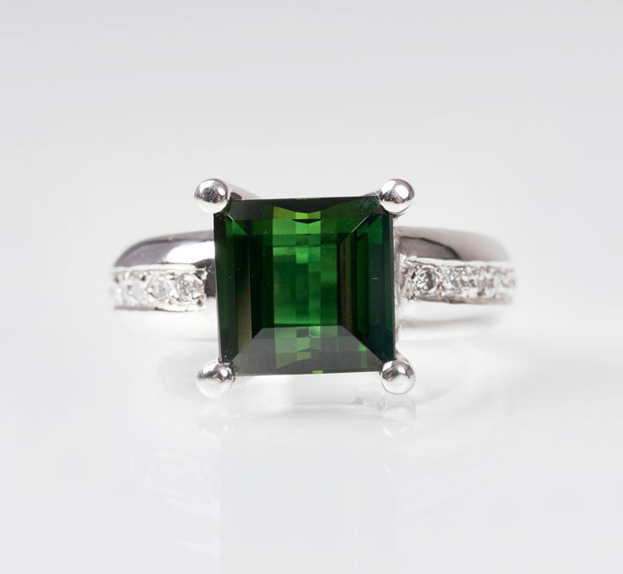 A tourmaline diamond ring