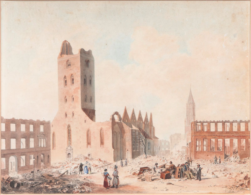 Adolph Besemann - St. Peter's and St. James after the Hamburg Blast of 1842 St. Peter's and St. James after the Hamburg Blast of 1842