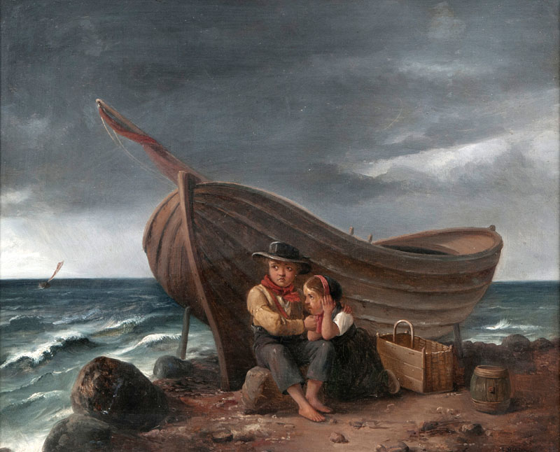 Kinder am Fischerboot