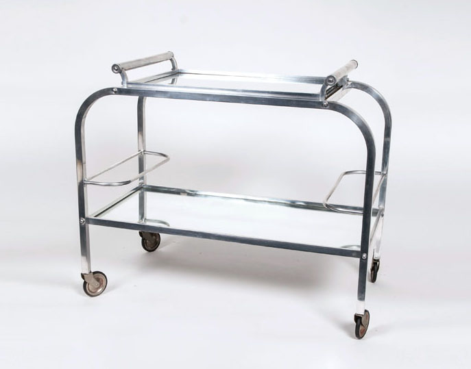 An Art Déco drinks wagon with removeable tray