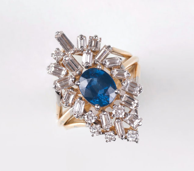 A sapphire diamond ring