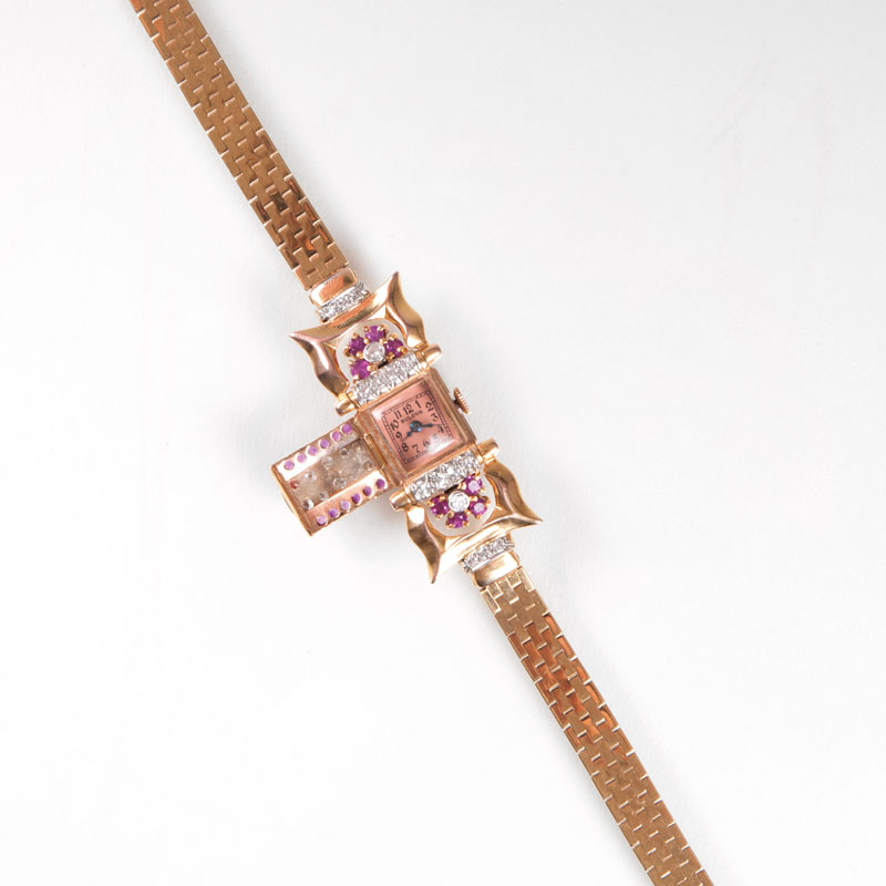 A Vintage ladie's wristwatch with diamonds and rubies by Bulova - image 2