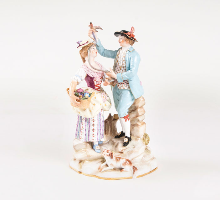 A porcelain group ' a pair of gardeners'