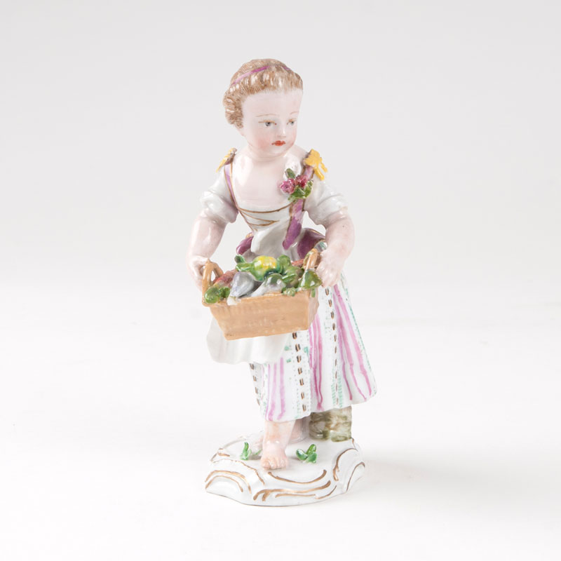 A porcelain figure 'little female gardener selling vegetables'