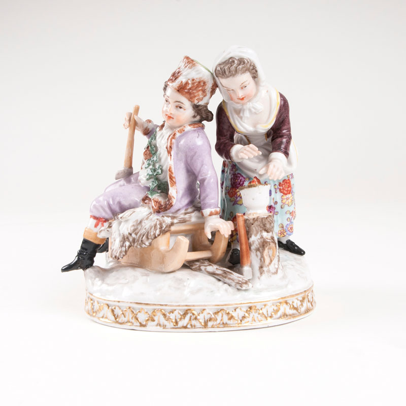 A porcelain group 'allegory of the winter'