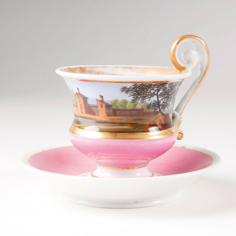 A Biedermeier cup with landscape painting