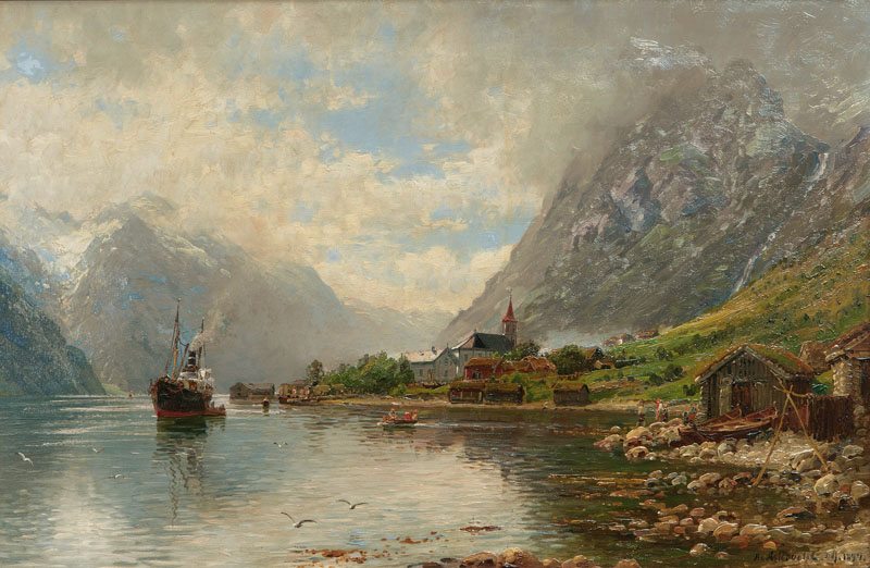 Norwegen - Postschiff im Fjord