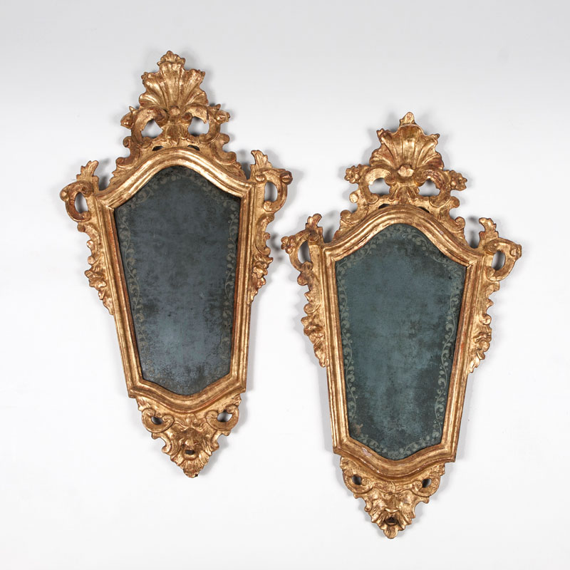 A rare pair of Venetian gild-wood mirrors